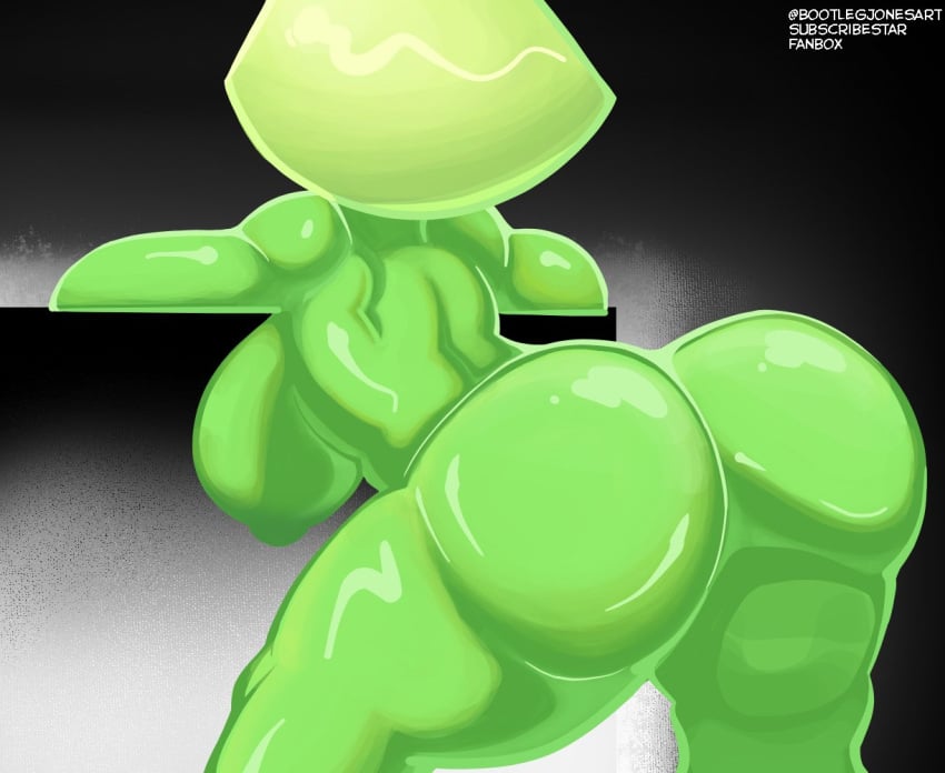 back_view big_ass big_breasts bootlegjones cartoon_network dat_ass gem_(species) green_hair green_skin nude peridot_(steven_universe) steven_universe