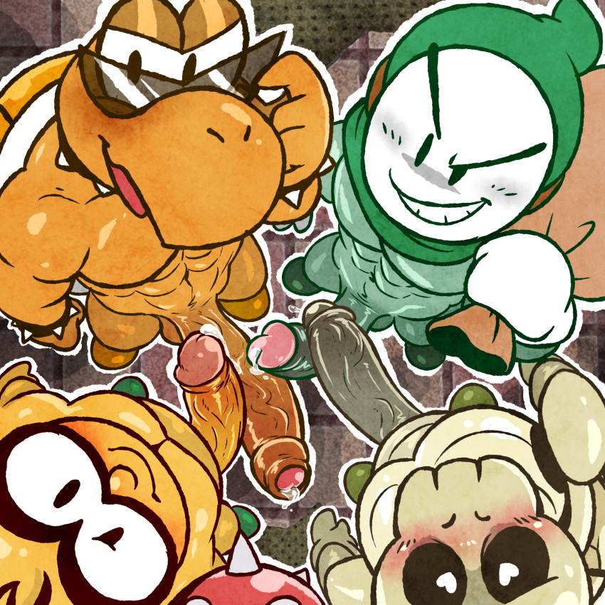 4boys abs bandit_(mario) bandy_andy_(paper_mario) big_penis blush blushing circumcised dry_bones dull_bones gay glasses gloves heart heart-shaped_pupils hexdisciple king_k king_k_(paper_mario) koopa koopa_troopa kp_pete lakitu looking_at_viewer looking_up male male_only mario_(series) musclegut muscles muscular muscular_male nude paper_mario paper_mario:_the_thousand-year_door pecs penis precum shades smile smirking sunglasses tagme tagme_(character) uncut