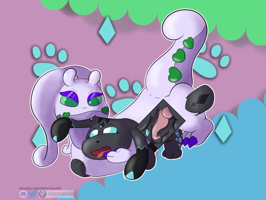 3_fingers bite biting_another blue_eyes breath clawed_fingers claws digital_media_(artwork) finger_claws fingers from_behind_position generation_6_pokemon goodra green_eyes heart_symbol hi_res horn internal internal_anal mounting nintendo nsfw open_mouth panting pokemon pokemon_(species) prostate prostate_stimulation purple_body purple_claws raised_tail sex tail tailmaws toe_claws tongue tongue_out velvet706 velvet_the_gooey_dragon