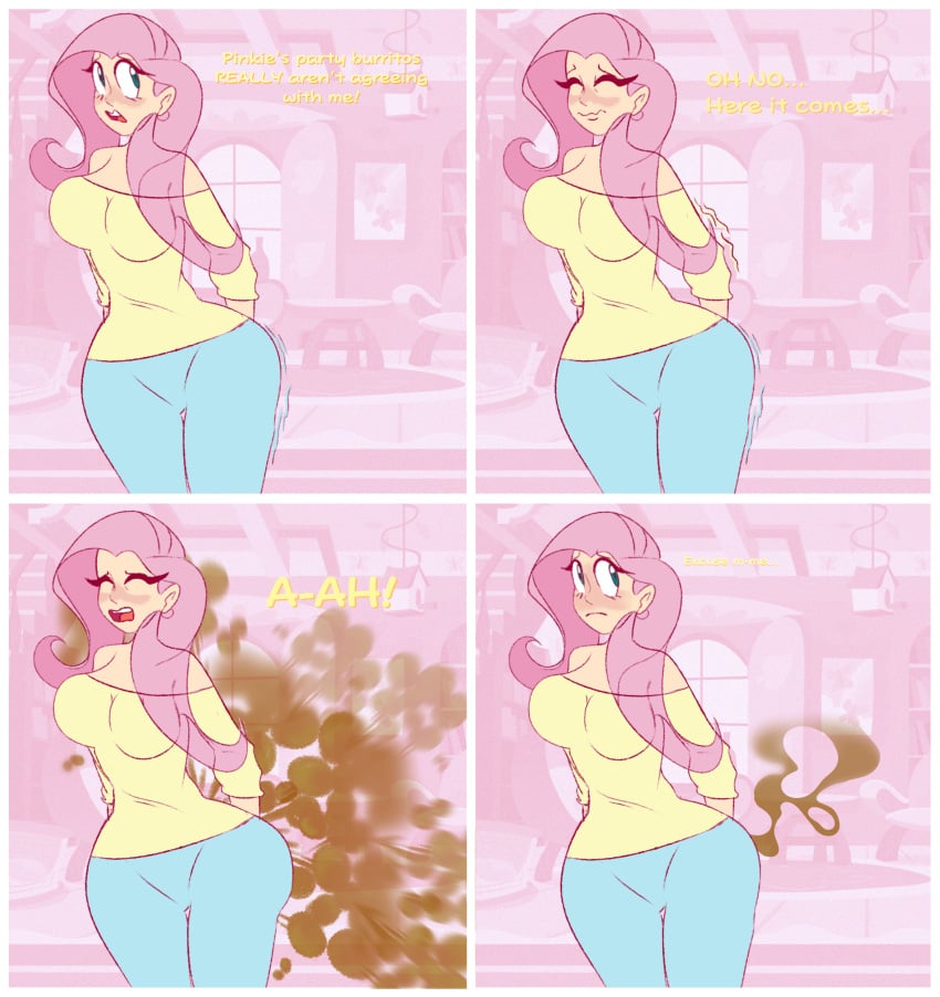 2024 background big_ass big_breasts blue_eyes blue_pants blush colored colored_outline comic comic_page comic_panel dialogue embarrassed embarrassed_female eyelashes fart fart_cloud fart_fetish fluttershy_(mlp) friendship_is_magic frowning grabbing_ass humanized hyper_fart inside long_hair long_sleeves my_little_pony my_little_pony_friendship_is_magic oddtenn pink_hair sad sketch smell_fetish smelly stinkify stinky tight_clothes white_skin white_skinned_female yelling yellow_shirt