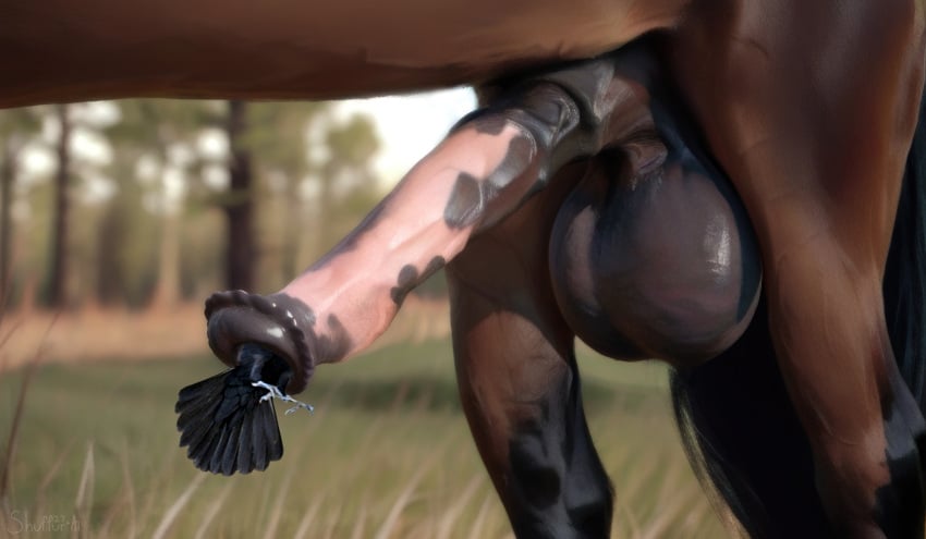 ai_generated animal_genitalia animal_penis balls bird bird_feet bird_insertion bird_tail cock_vore corvid crow edit edited equine feral feral_pred feral_prey high_resolution highres horse horse_penis horsecock huge_balls huge_cock implied_digestion live_insertion living_insertion living_sex_toy nature outdoors outside penis penis_bulge photorealistic tagme third-party_edit vore zoophilia