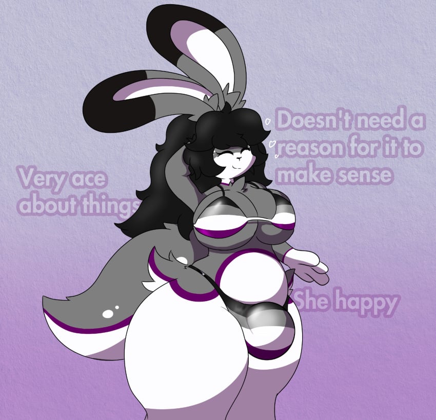 anthro asexual asexual_pride_colors big_breasts big_penis bikini breasts bulge cleavage female furry futanari huge_breasts huge_cock lagomorph notmrsatsuma null_bulge penis tagme thick_thighs wide_hips