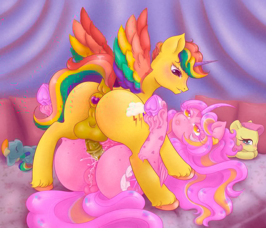 absurd_res alicorn anal anal_sex animal_genitalia animal_penis anus ass balls bed bedroom bedroom_eyes blush bodily_fluids body_blush butt_blush buttplug crotch_breasts cum cum_inside duo ejaculation equid equine equine_genitalia equine_penis eye_contact eyelashes fan_character female fetlocks fluttershy_(mlp) friendship_is_magic from_front_position furniture genital_fluids genitals hair hasbro heart_eyes heart_symbol hi_res hooves horn horse huge_filesize jewelry lips looking_at_another looking_pleasured male mammal mating_press melassa multicolored_hair multicolored_wings my_little_pony mythological_creature mythological_equine mythology narrowed_eyes nude peeping penetration penis pillow plug_(sex_toy) plushie pony puffy_anus rainbow_dash_(mlp) seductive sex sex_toy sparkles spread_wings thick_eyelashes thick_lips underhoof vaginal_penetration wingding_eyes wings