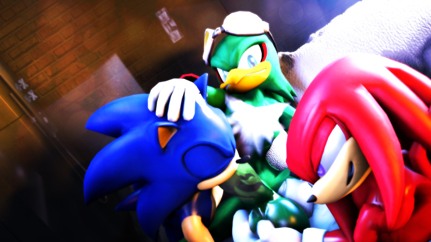 3d balls blue_fur eyewear feathers fondling fur furry gloves goggles hedgehog jet_the_hawk knuckles_the_echidna male male_only mammal oral penis sonic_(series) sonic_riders sonic_the_hedgehog sonicfoxhound source_filmmaker yaoi