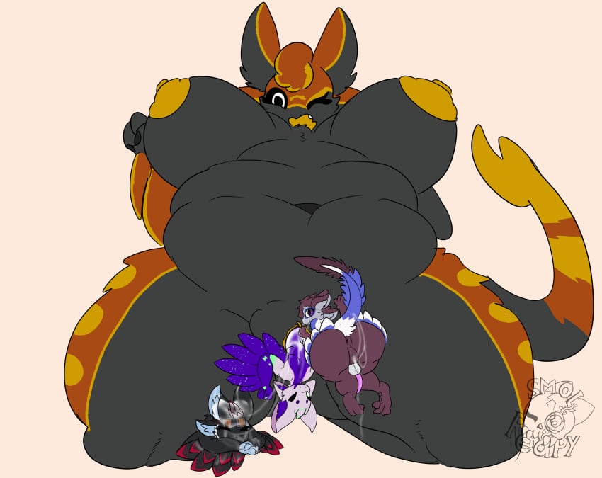 3_fingers 3_toes 4_characters 4_ears absurd_res anthro avali avian balls belly big_belly big_breasts black_belly black_body black_breasts black_claws black_ears black_face black_feathers black_inner_ear black_legs black_sclera black_wings bodily_fluids breasts brown_eyewear brown_goggles burgundy_butt burgundy_feathers burgundy_feet burgundy_legs burgundy_tail_feathers burgundy_tail_tuft calytrix_(spearsmint) claws closed_eyes dipstick_tail eyewear eyewear_on_head feather_hair feathered_wings feathers feet female female_(lore) female_anthro finger_claws fingers genital_fluids genitals goggles goggles_on_head gold_insides gold_mouth gold_pussy gold_vulva green_claws green_eyes group hair herm herm_(lore) hi_res huge_breasts inner_ear_fluff intersex kayu_(wyldfyrteam) kneeling kneeling_on_ground larger_anthro larger_female larger_nude looking_at_viewer low-angle_view macro_anthro macro_female male male_(lore) markings multi_ear navel nipples non-mammal_areolas non-mammal_breasts non-mammal_navel non-mammal_nipples nude nude_anthro nude_female nude_herm nude_macro nude_male one_eye_closed open_mouth orange_body orange_ears orange_face orange_feathers orange_hair orange_legs orange_wings overweight overweight_anthro overweight_female penis pink_penis pseudo_hair puffy_nipples purple_body purple_eyes purple_feathers purple_inner_ear_fluff purple_tail purple_tail_feathers purple_wings red_hair red_wings simple_background size_difference smaller_anthro smaller_herm smaller_intersex smaller_male smaller_nude smolreapy solo straii_(onzia_synvix) tail tail_markings tan_background toes tuft unbirthing vaginal_fluids vaginal_penetration vore vulva white_background white_balls white_claws white_ears white_eyes white_hands white_head white_inner_ear white_inner_ear_fluff wide_hips winged_arms wings wyrmlet yellow_body yellow_feathers yellow_tail_tip yellow_vulva