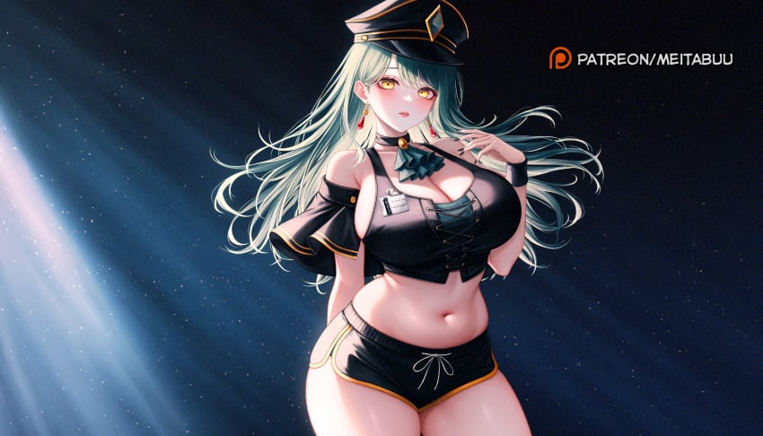 "arm_behind_back" a ai_generated amazing and arm_behind_back ascot backgrounds bang_dream! bang_dream!_it's_mygo!!!!! bare_shoulders black_nails black_shorts blush breasts capelet capture change character cleavage clothing collarbone contemporary cowboy_shot crop_top curvy dolphin_shorts earrings effects female green_hair hat here huge_breasts i is jewelry lips long_hair long_sleeves looking_at_viewer meitabuu midriff mortis_(bang_dream!) mortis_(costume)_(bang_dream!) mortis_(persona)_(bang_dream!) multiple_girls navel note parted_lips plump re-processed; re-read removed shirt short_shorts simple_background slight solo standing stomach tags. tank_top that thick_thighs thighs to visual wakaba_mutsumi wide_hips yellow_eyes