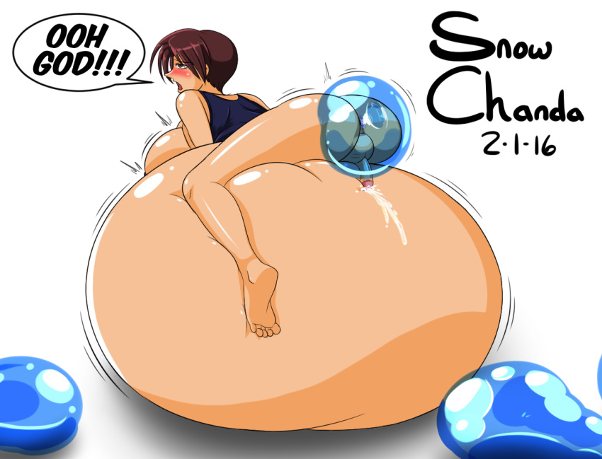 2016 anal_penetration belly belly_bigger_than_body belly_expansion big_belly blue_slime cum_on_belly cumming hyper_belly inflation male on_stomach slime slime_inflation snowchanda_(artist) tagme