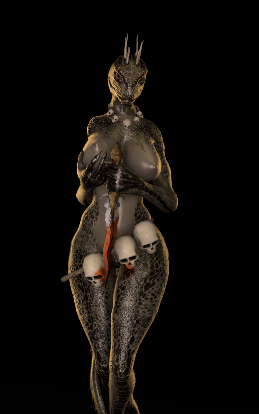 3d areola argonian blood breasts female nipples nude perrywinkle pussy reptile scalie skyrim solo source_filmmaker standing the_elder_scrolls weapon