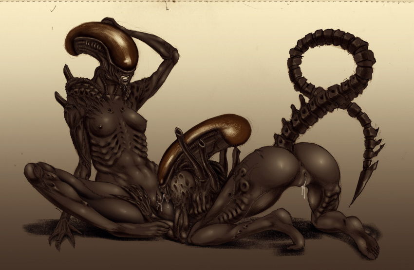 2017 alien alien_(franchise) anus ass breasts cunnilingus cup4eney duo feet female female_xenomorph humanoid interspecies invalid_tag kneeling mammal monster_girl non-mammal_breasts nude oral presenting presenting_hindquarters presenting_pussy pussy pussy_juice saliva sex simple_background sitting spread_legs spreading teeth vaginal_penetration xenomorph yuri