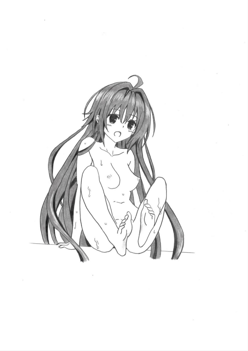 breasts female kurosaki_mea long_hair mea monochrome nipples nude open_mouth solo tagme to_love-ru to_love-ru_darkness