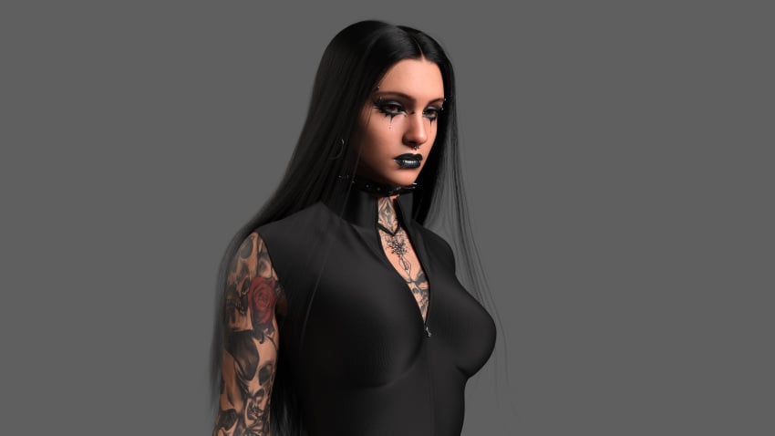 boobs daz3d daz_3d daz_studio goth goth_girl gothic_girl judy_alvarez long_hair snowchild3d