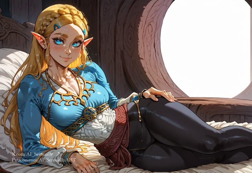 1girls ai_generated ai_sensuality ass bimbo blonde_hair breasts breath_of_the_wild female female_only large_ass large_breasts light-skinned_female light_skin looking_at_viewer nintendo princess_zelda solo the_legend_of_zelda zelda_(breath_of_the_wild)