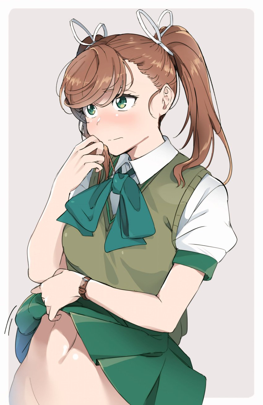 1girls before_sex blush blushing_at_partner blushing_female brown_hair brown_hair_female cute cute_face cute_girl exposed_pussy eyes_open female female_only female_pervert girl_only grabbing_skirt green_eyes green_eyes_female green_skirt groin high_school_student holding_skirt horny horny_female nanase_(under_night_in-birth) naughty naughty_face no_panties only_female only_girl open_eyes pervert_female pussy_exposed school_girl school_uniform schoolgirl schoolgirl_uniform seducing seduction seductive seductive_body seductive_eyes seductive_look seductive_pose seifuku sexy sexy_girl showing_pussy skirt skirt_grab skirt_up soft_skin stomach student student_life touniyuu twintails under_night_in-birth under_night_in-birth_2_sys:celes under_night_in-birth_exe:late[st] upscaled wanting_sex young young_female young_girl young_woman younger_female younger_woman