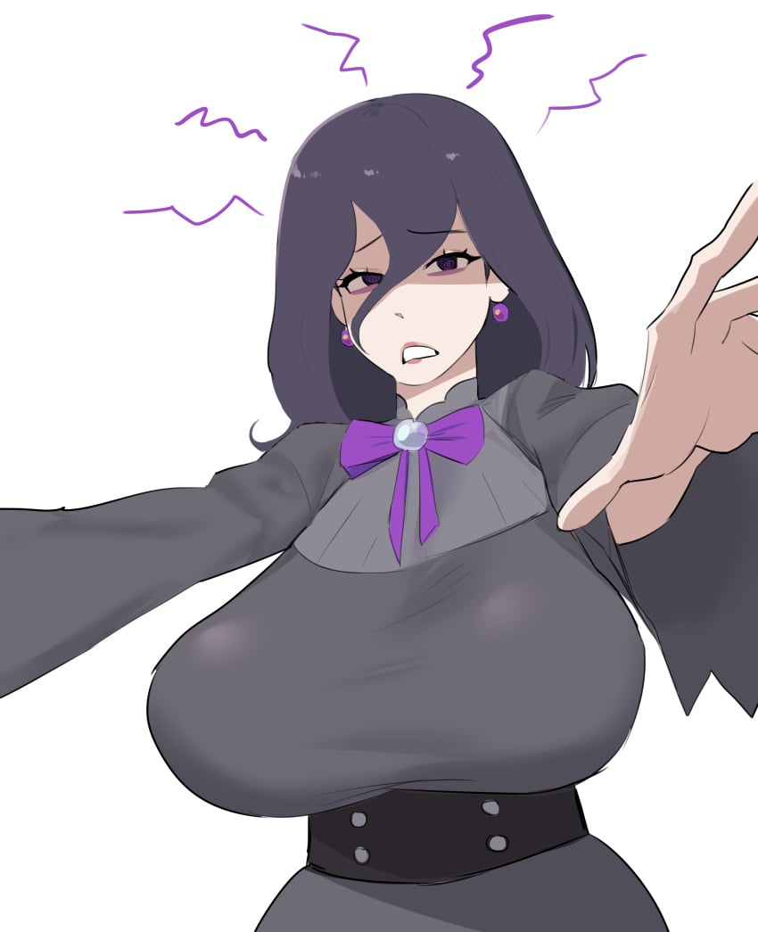 1girls big_breasts busty clothed female female_only fully_clothed goth goth_girl hag hex_maniac hex_maniac_(z-a) huge_breasts large_breasts light-skinned_female light_skin massive_breasts milf nakge pale-skinned_female pale_skin pokemon purple_hair tagme white_background