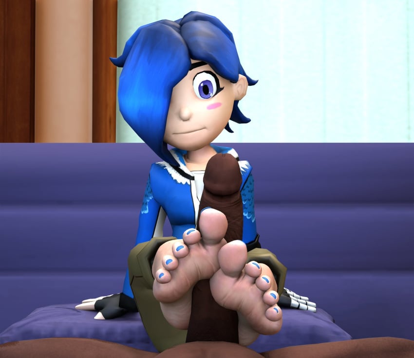 1boy 1boy1girl 1girl1boy 1girls 3d 3d_(artwork) blue_eyes blue_hair blue_nail_polish blue_nails blue_toenail_polish blue_toenails blue_toes clothed clothed_female cock dark-skinned_male dark_penis dark_skin feet feet_focus feet_on_penis feet_together feet_up female female/male female_focus foot_fetish foot_focus foot_play foot_tease footfetishrenders footjob hair_over_eye hair_over_one_eye light-skinned_female light_skin looking_at_penis male male/female nude nude_female penis penis_between_feet penis_on_feet penis_out smg4 tari_(smg4) toenail_polish toenails toes