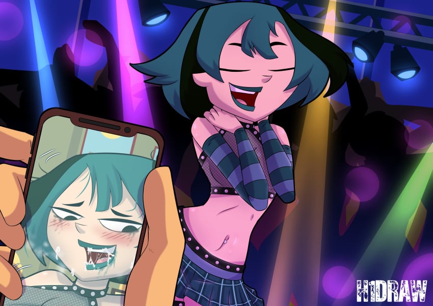 2d bare_midriff busty cartoon_network dancing female female_focus female_only goth goth_girl gwen_(tdi) h1draw hourglass_figure makeup navel navel_piercing piercing rave_outfit rave_party tagme total_drama_island wide_hips