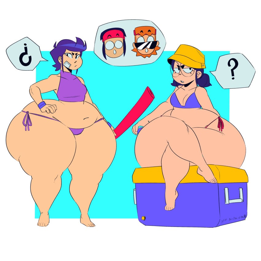 2boys 2girls ass ass_body bibi_(brawl_stars) bottom_heavy brawl_stars breasts buster_(brawl_stars) chubby elpiromanias fang_(brawl_stars) glasses hyper hyper_ass jacky_(brawl_stars) supercell swimsuit tagme thick_thighs wide_hips