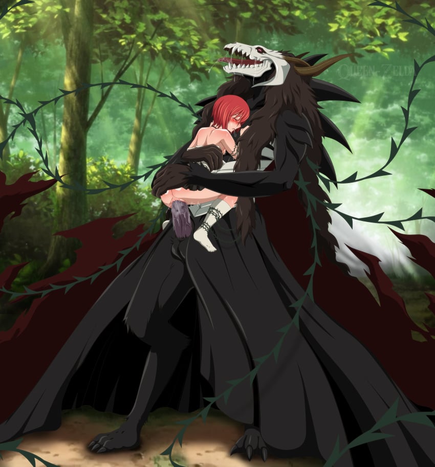 1monster closed_eyes elias_ainsworth female hatori_chise hug huge_monster larger_male mahoutsukai_no_yome monster nude queen-zelda red_hair sex short_hair size_difference skull smaller_female suspended_congress teenager the_ancient_magus_bride vaginal_penetration