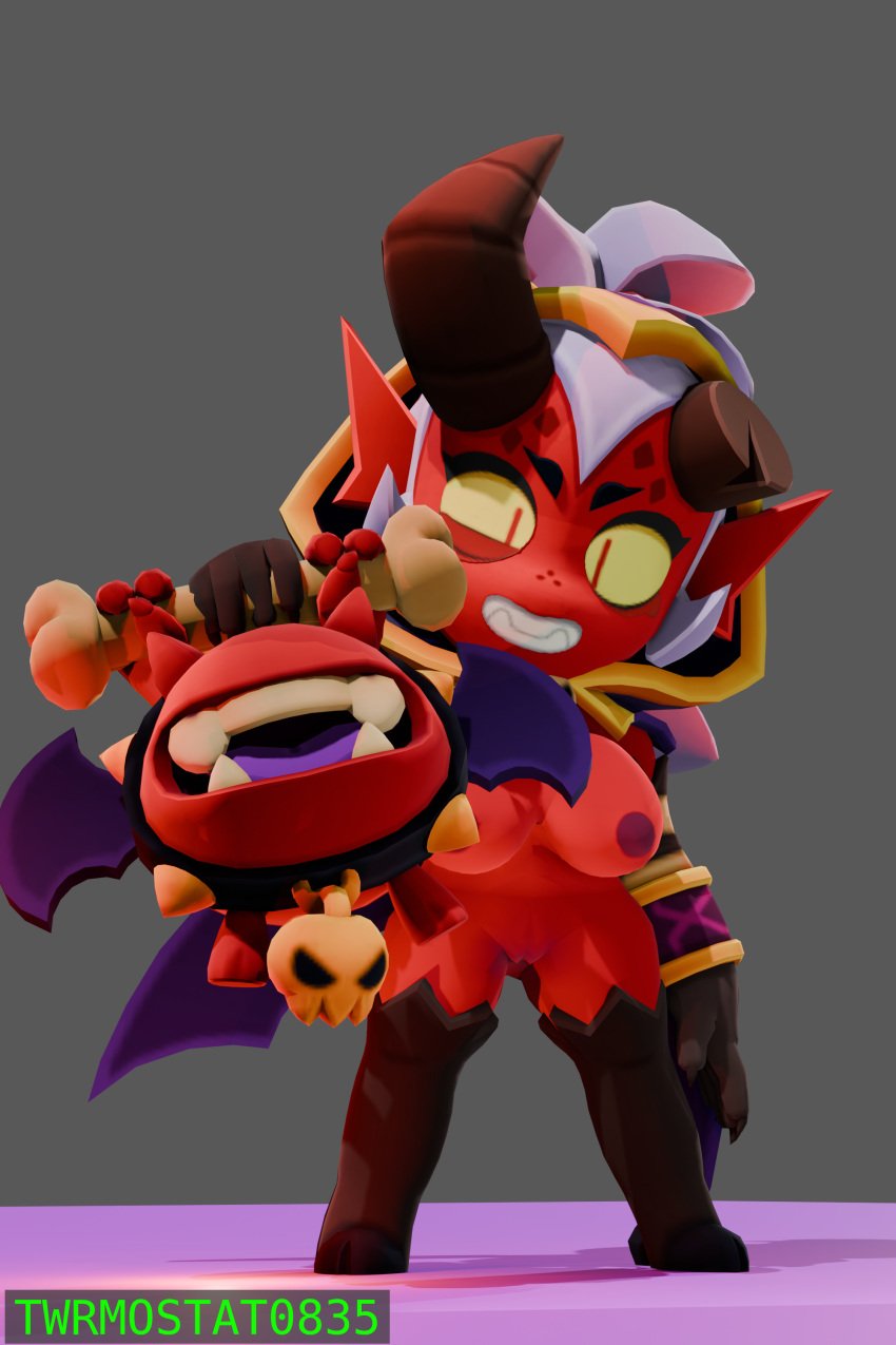 3d blender_(software) brawl_stars demon_willow_(brawl_stars) twrmostat0835 willow_(brawl_stars)