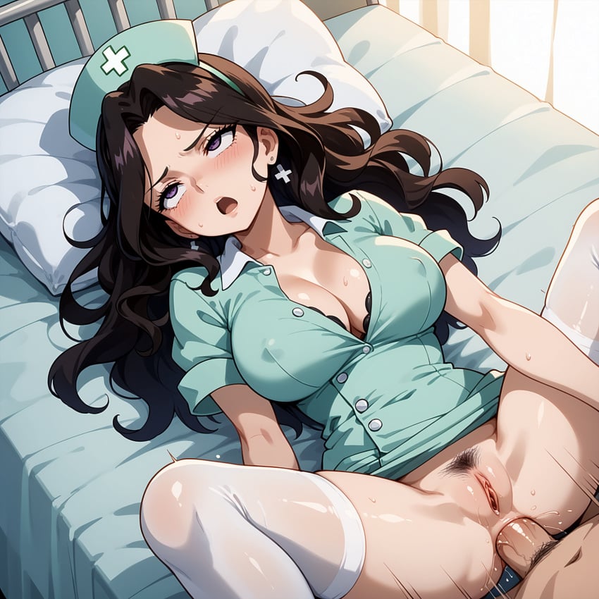 ahe_gao ai_generated anal_sex big_breasts cana_alberona cleavage fairy_tail large_breasts lying_on_back nurse orgasm payop pony_diffusion_xl spread_legs stockings viewed_from_above