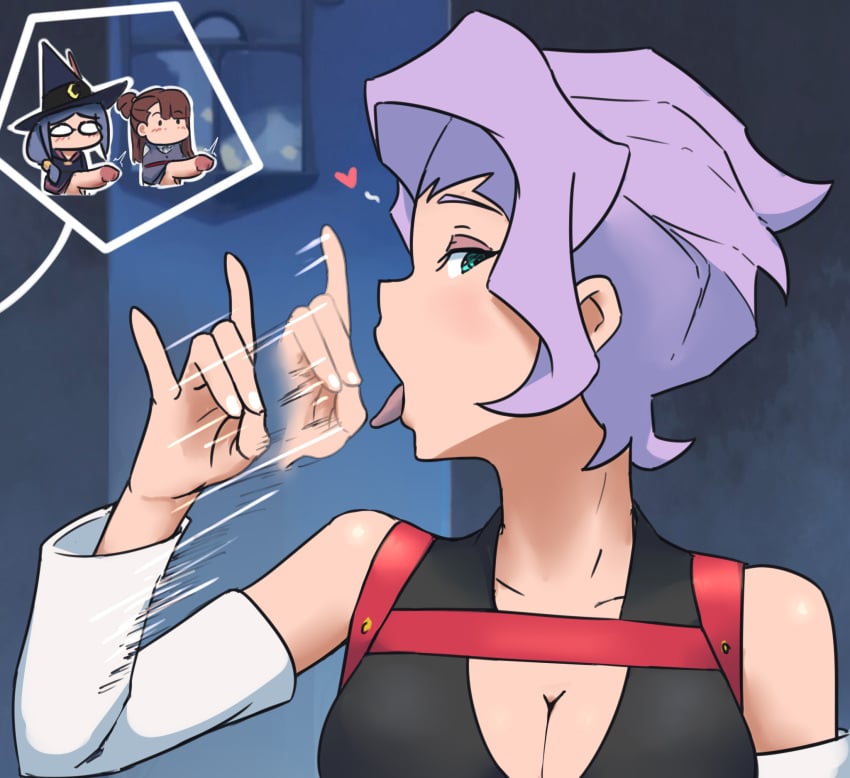 1girls 2024 2futa atsuko_kagari blowjob_gesture croix_meridies female heart little_witch_academia oksandio tongue tongue_out ursula_callistis