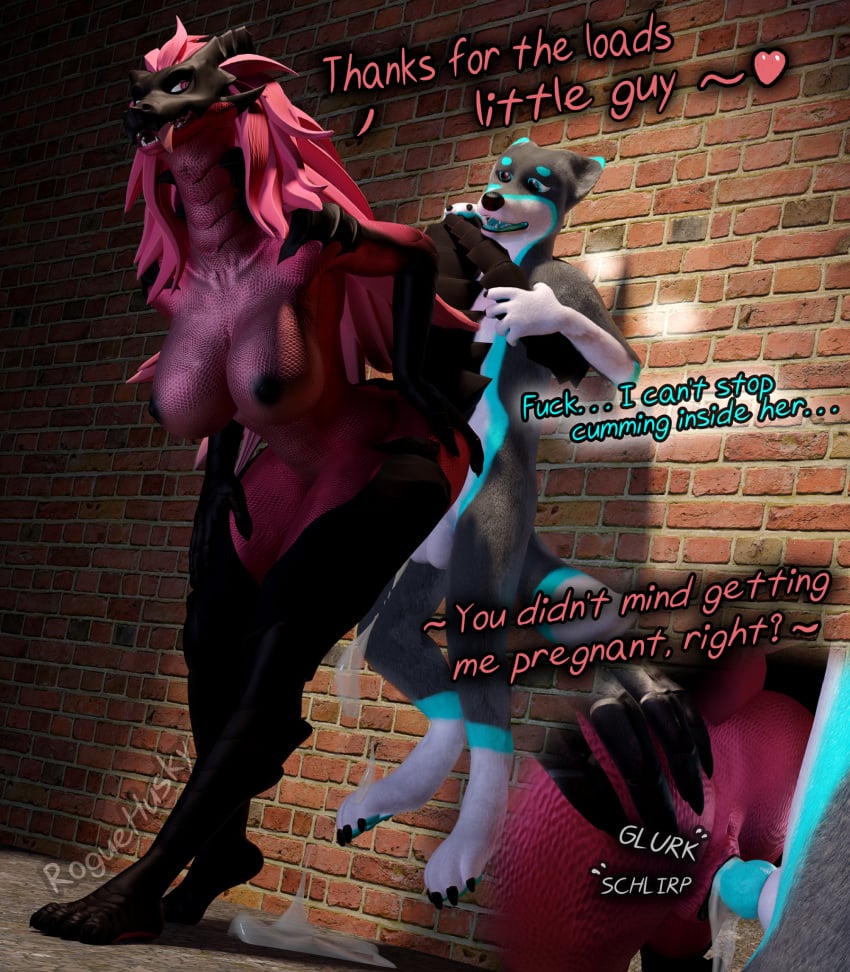 3d_(artwork) agape_(petruz) anthro ass balls big_breasts bodily_fluids breasts canid canine canis claws cum cum_drip cum_in_pussy cum_inside dialogue digital_media_(artwork) domestic_dog dominant dominant_female dragon dripping duo english_text erection female female_penetrated forced forced_to_breed fur genital_fluids genitals hair hi_res husky impregnation_risk larger_female male male/female male_penetrating male_penetrating_female mammal mythological_creature mythological_scalie mythology nipples nordic_sled_dog nude penetration penile penile_penetration penis penis_in_pussy pink_body pussy questionable_consent rogue621 roguehusky scalie sex size_difference smile spitz story story_in_description submissive submissive_male tail text tongue vaginal_penetration vaginal_penetration