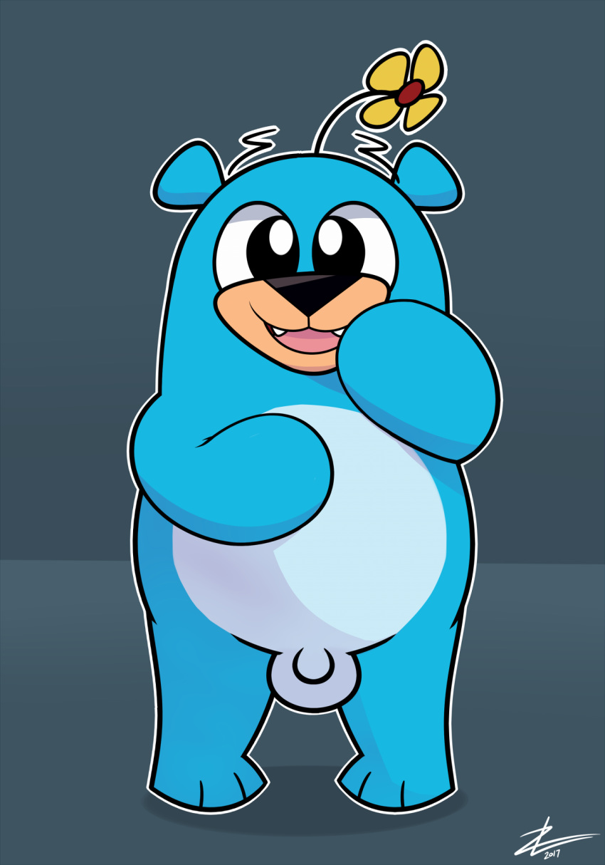 2017 5.0.5_(villainous) anthro balls bear cute flaccid highres looking_at_viewer male male_only mammal nude open_mouth penis simple_background smile solo villainous zekromlover