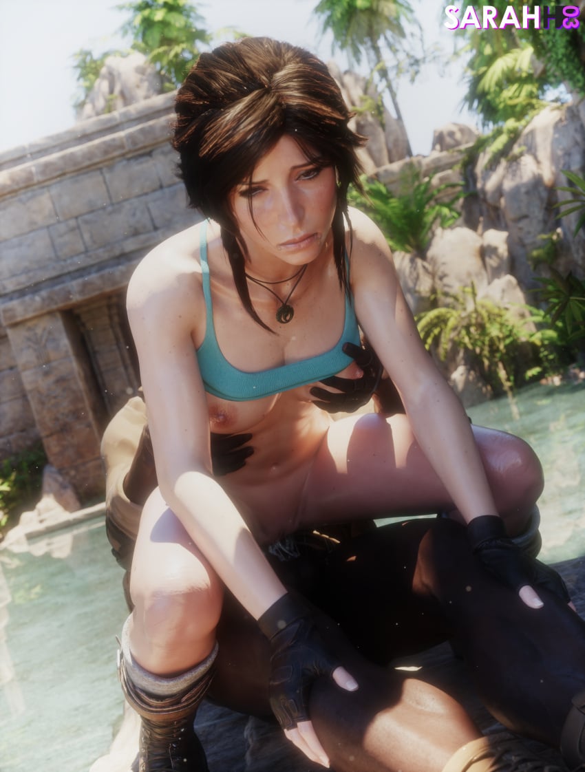 breast_grab cowgirl_position cum cum_in_pussy cum_in_pussy cum_inside dark-skinned_male exposed_breasts interracial lara_croft light-skinned_female questionable_consent sarahh03 tomb_raider