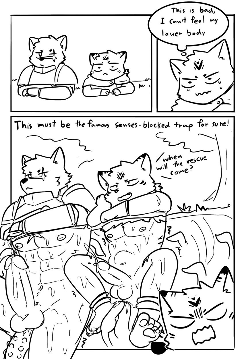 abs anal anthro balls big_penis bodily_fluids canid canine canis comic cum cum_while_penetrated domestic_cat duo erection feet felid feline felis forced genital_fluids genitals hi_res male male/male mammal navel nipples northwoooof outside penetration penis penis_size_difference rape scar sex stuck tentacle tentacle_rape tentacle_sex thought_bubble toby_(northwoooof) wolf wolf_knight_(northwoooof)