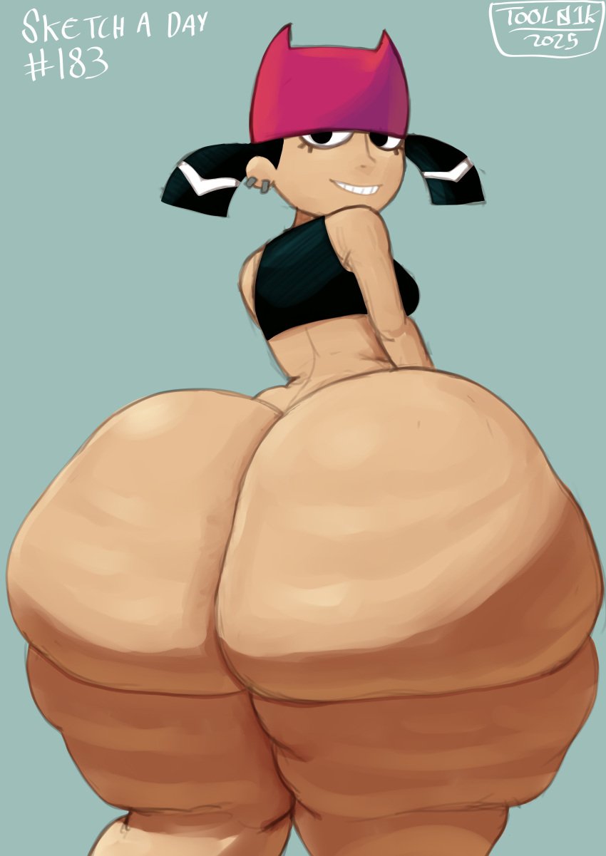1girls ass ass_bigger_than_head ass_bigger_than_torso ass_focus big_ass black_hair bottom_heavy bottomless bubble_butt cellulite dat_ass fat_ass female female_only gluteal_fold hat huge_ass large_ass massive_ass my_life_as_a_teenage_robot solo thick_ass thick_thighs thunder_thighs tiff_crust wide_hips