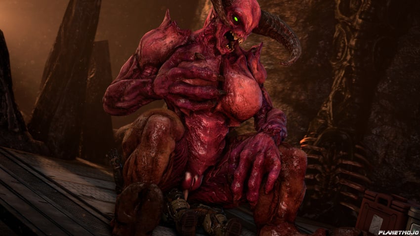 1boy 1girls 2017 3d armor baron_of_hell_(doom) breast_grab breasts demon doom doom_slayer_(doom) duo erection featureless_breasts female grabbing grabbing_own_breast highres human humanoid interspecies larger_female male male_human/female_demon male_human/female_humanoid mammal nude penetration penis planetmojo pussy sex smaller_male source_filmmaker straight vaginal_penetration