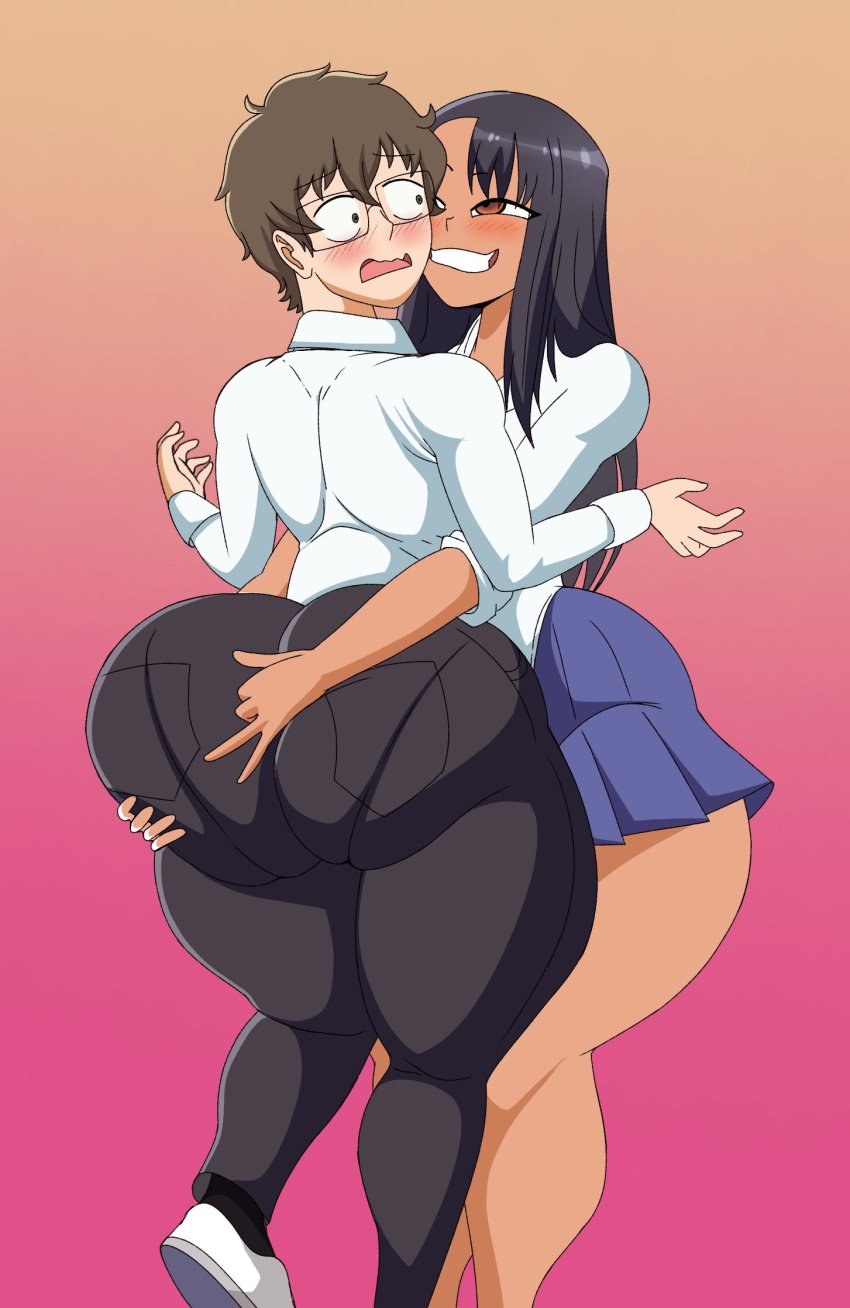 1boy 1girls ass big_ass big_thighs blush clothed clothed_female clothed_male fat_ass fat_ass_femboy female femboy glasses grabbing_ass hayase_nagatoro huge_ass huge_butt male mrwastemaster mrwastemaster1 naoto_hachioji_(senpai) pantylines please_don&#039;t_bully_me,_nagatoro school_girl school_uniform schoolboy schoolgirl skirt smiling voluptuous voluptuous_female voluptuous_femboy wide_hips