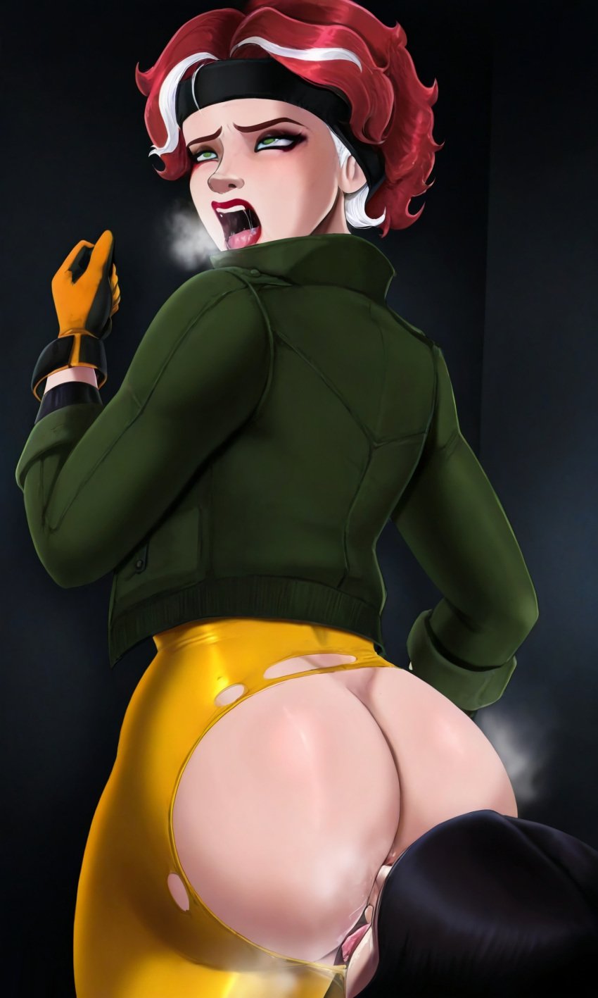 1girls 2025 absurd_res ai_generated ass ass_focus ass_up bicolored_hair big_ass green_eyes green_jacket jean_grey lesbian_sex marvel marvel_comics red_hair rimjob rogue_(x-men) tagme vampiregurl white_hair x-men_97 yellow_bodysuit yuri