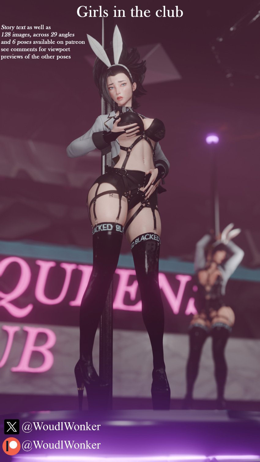 3d 4k asian_female black_hair blacked bunny_ears bunny_girl crossover dancing dark_hair embarrassed female gloves heels high_heels highres image_set light-skinned_female momo_yaoyorozu my_hero_academia netorare queen_of_spades spy_x_family stripper_pole woudlwonker819 yaoyorozu_momo yor_briar yor_forger