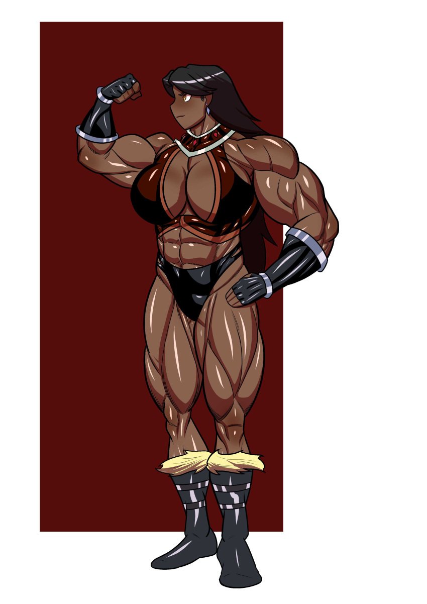 abs amazon_(goblin_slayer) breasts cleavage female flexing goblin_slayer huge_breasts muscular muscular_female yasojorniyatuani_(artist)