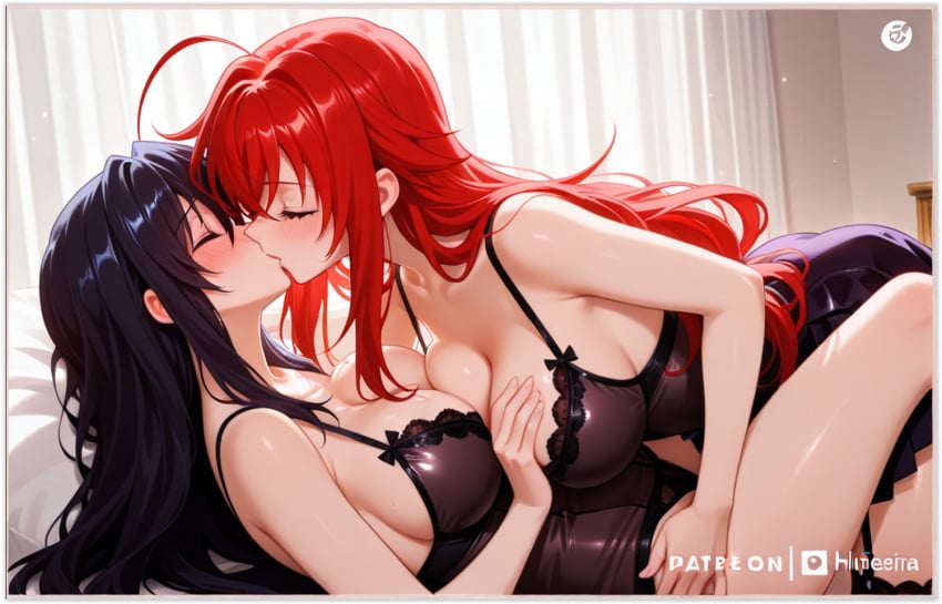 2girls ai_generated akeno_himejima female girl_on_girl high_school_dxd lesbian_couple lesbian_domination lesbian_focus lesbian_kiss lesbian_sex rias_gremory rias_x_akeno yuri