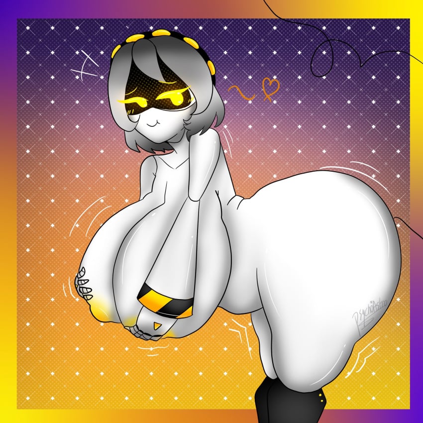 big breasts darkxmoza_off female female_only holding_breast huge_ass huge_breasts murder_drones v_(murder_drones)
