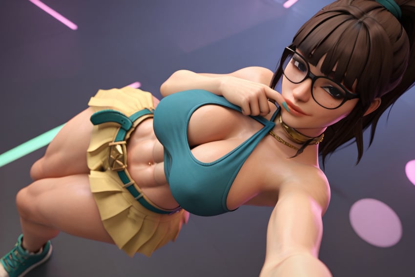 1girls 3d 3d_(artwork) abs ai ai_generated big_ass big_breasts brown_hair brown_hair busty glasses madz(oc) muscular muscular_female ponytail radnsad slim_thick solo solo_female solo_focus tagme thick_ass thick_thighs