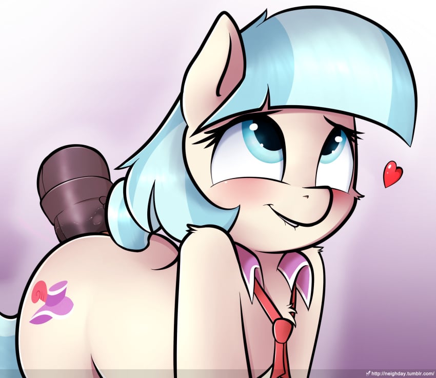 2018 animal_genitalia animal_penis blush coco_pommel_(mlp) disembodied_penis duo earth_pony equine equine_penis eyelashes female friendship_is_magic hair heart hi_res horse horsecock male mammal multicolored_hair my_little_pony neighday penetration penis pony solo_focus straight two_tone_hair