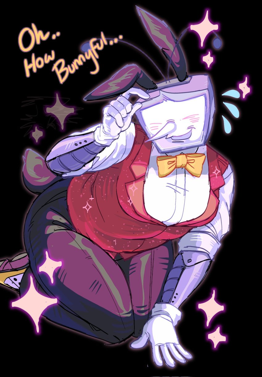 1boy 2025 antennae ass blush blush bowtie breasts bunny_boy bunny_ears bunny_tail bunnysuit clothed clothed_male clothes clothing color colored deltarune deltarune_chapter_3 digital_drawing_(artwork) digital_media_(artwork) english_text gloves hips male male_breasts male_focus male_only male_with_breasts moobs pointy_nose rabbit_ears rabbit_tail simple_background smile smiling solo solo_male suit tenna_(deltarune) text thick_ass thick_thighs thighs tv tv_head wide_hips