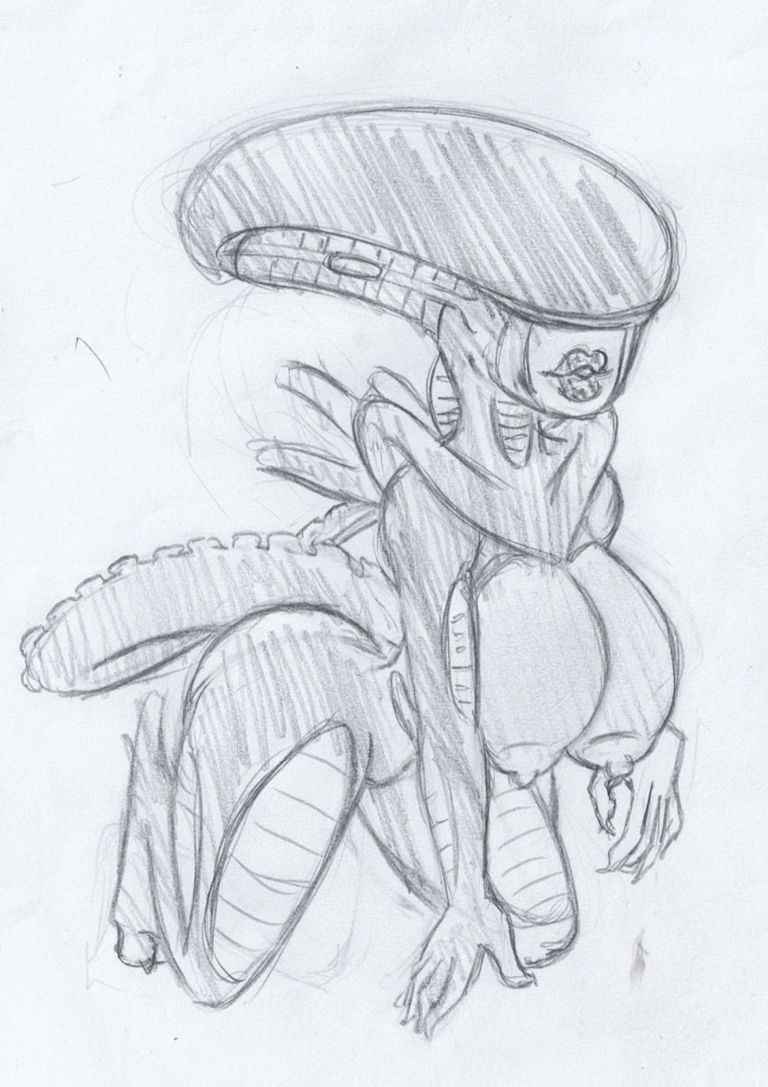 1girls 2023 20th_century_fox 20th_century_studios alien_(franchise) breasts female nipples sketch solo takeshi1000 xenomorph