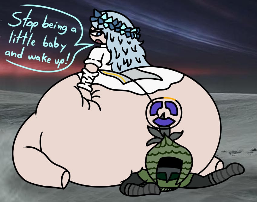 baws_(artist) big_ass big_butt cute cute_face huge_ass huge_butt hyper hyper_ass hyper_butt ironeye_(nightreign) meme nightreign revenant_(nightreign) silly sitting_on_person size_difference video_games