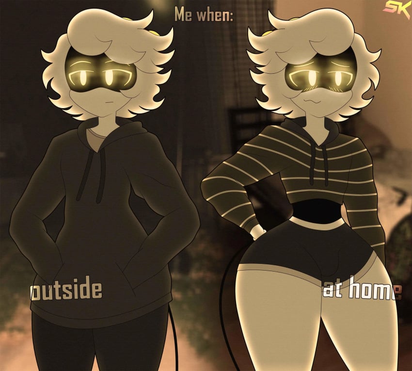 blushing bulge casual embarrassed femboy femboy_only inside male male_only meme murder_drone murder_drones n_(murder_drones) outside robot robot_boy robot_femboy samkvevo secretly_gay small_bulge sweater tail thick_as_fuck yellow_eyes