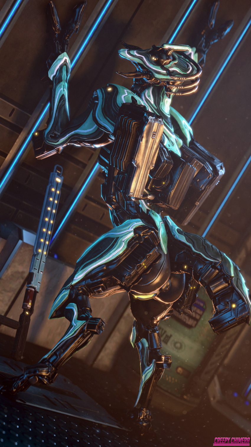 1girls 2017 3d alien anus ass butt creepychimera female female_only highres looking_back machine no_eyes presenting puffy_anus pussy robot solo solo_female source_filmmaker warframe zanuka_(warframe)