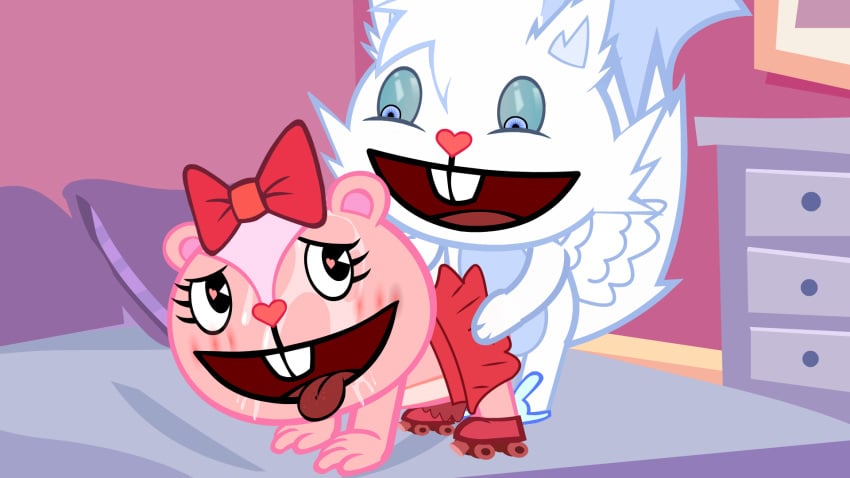 1boy 1boy1girl 1girls animated anthro anus furry giggles happy_tree_friends male nemao snowers