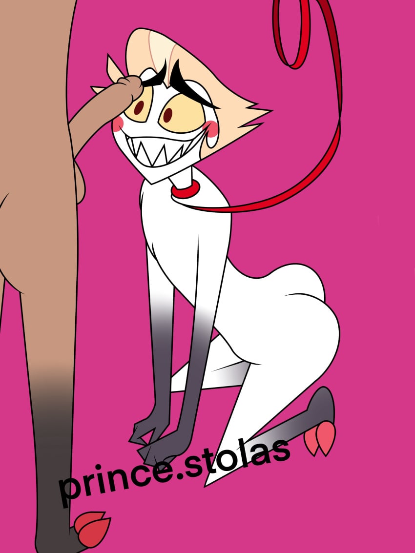 alastor_(hazbin_hotel) ass blonde_hair blowjob blowjob_only deer demon dick fallen_angel furry hazbin_hotel lucifer_morningstar_(hazbin_hotel) male male_only penis prince.stolas