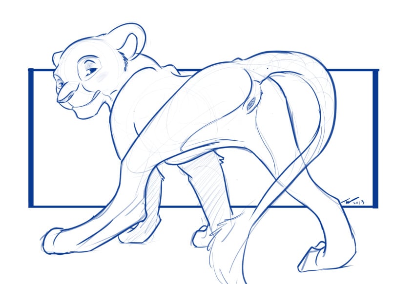 2013 anus disney feline female female_feral feral hi_res kiara licking licking_lips line_art lion looking_at_viewer looking_back mammal presenting pussy sketch solo spread_legs spreading tail_tuft the_lion_king tongue tongue_out tuft tuke