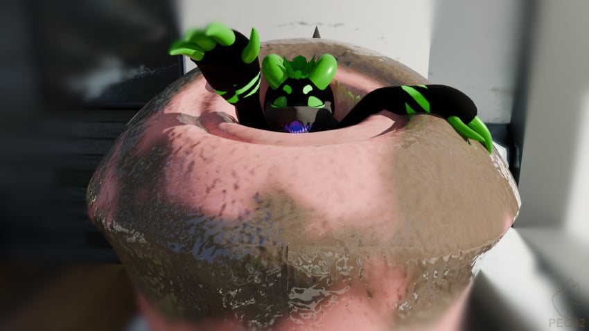 3d animal_genitalia animal_penis anthro anthro_only body_in_penis claws cock_vore digital_media_(artwork) equine_genitalia equine_penis fur genitals green_horn hi_res horn male penile penis peq42 purple_mouth questionable_consent solo vore wickerbeast