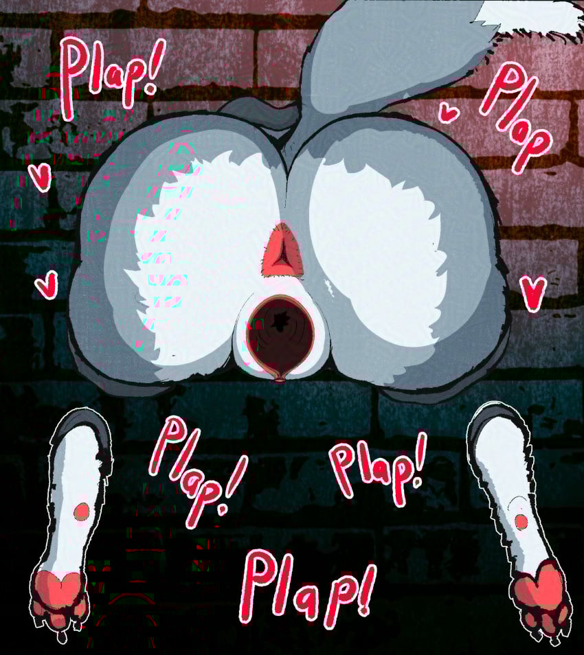 anal anthro anus ass big_breasts big_butt bodily_fluids breasts brick_wall butt_slap canid canine cum cum_in_ass cum_in_pussy cum_inside curvy_figure digital_media_(artwork) english_text female fox fur genital_fluids genitals green_eyes grey_body hi_res hyper kimcuongnguyen leaking_cum mammal markings nipples nude ovum presenting presenting_pussy public_use pussy sex slap solo spanking sperm_cell stuck tail text thick_thighs through_wall wall_(structure) white_body wide_hips