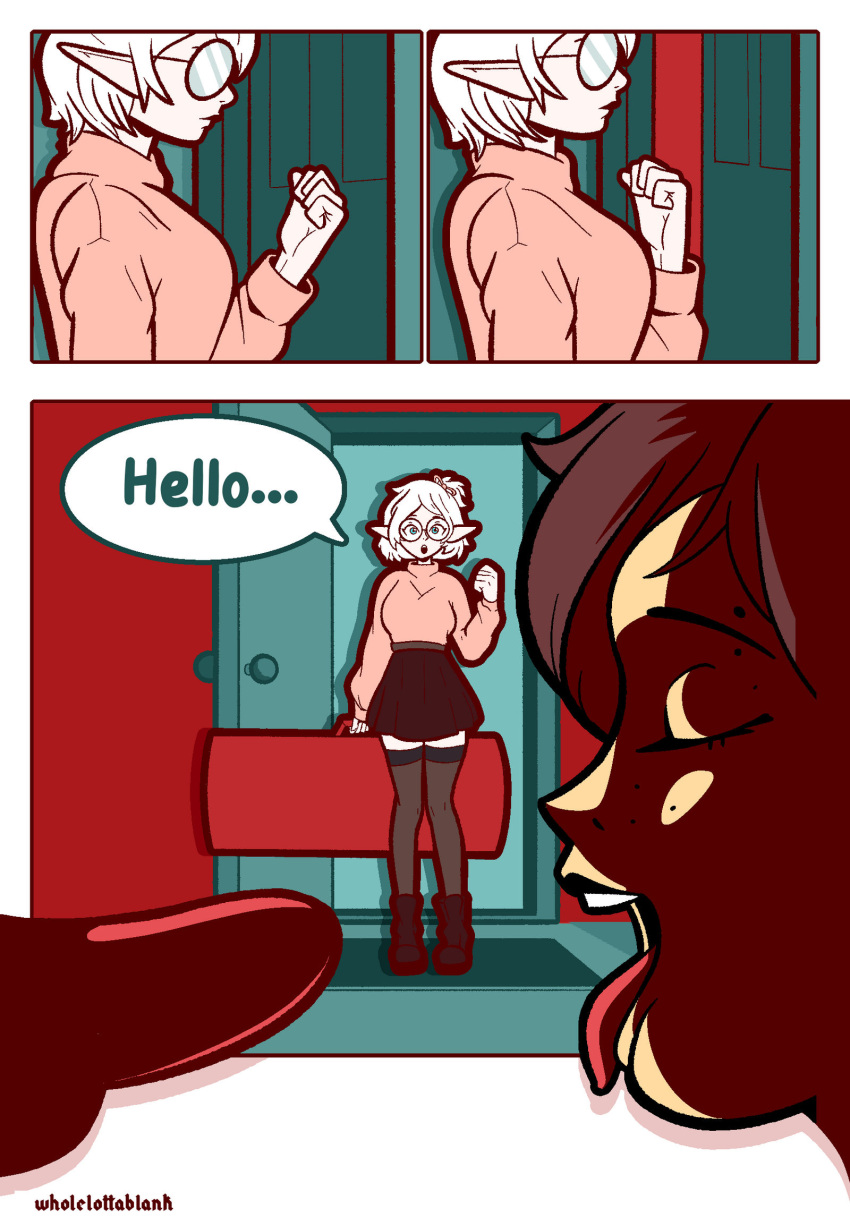 bbw eating glasses original sequence suggestive white_hair wholelottablank